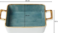 Online Auflaufform Romo | 25 x 19 x 4,5 cm | 900 ml | petrol | mit Henkel Auflaufform