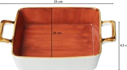 Clearance Auflaufform Romo | 25 x 19 x 4,5 cm | 900 ml | terra | mit Henkel Auflaufform