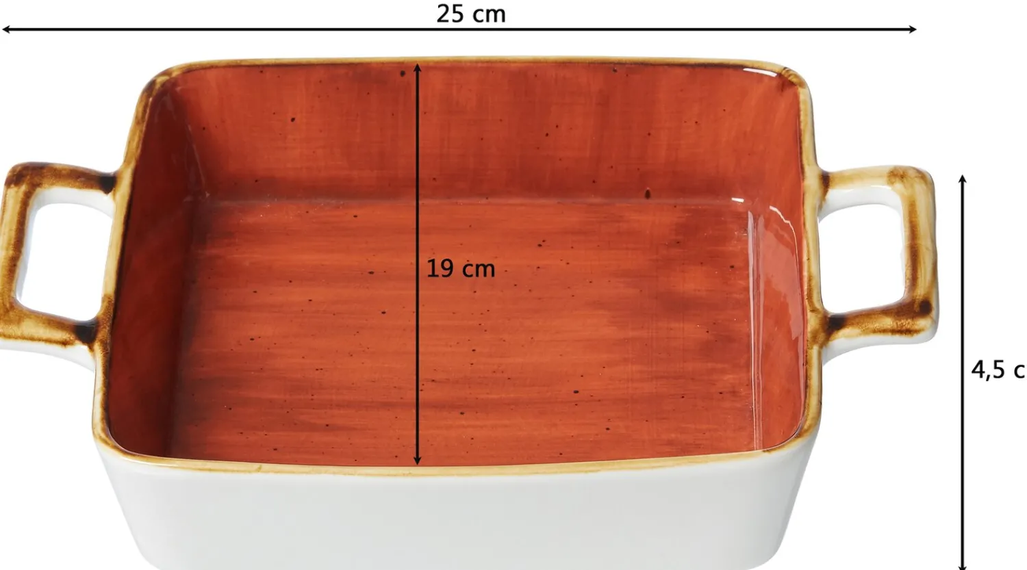 Clearance Auflaufform Romo | 25 x 19 x 4,5 cm | 900 ml | terra | mit Henkel Auflaufform