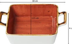 Discount Auflaufform Romo | 18 x 13,5 x 4 cm | 400 ml | terra | mit Henkel Auflaufform
