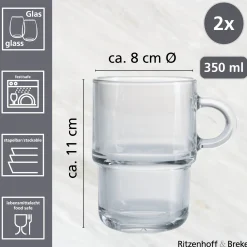 Hot Becher-Set Americano | 2-teilig | 350 ml | stapelbar | hitzebeständiges Glas Becher