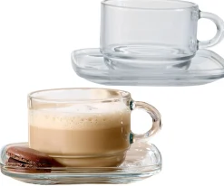 Clearance Cappuccino-Set Americano | 4-teilig | 240 ml | Stapelbar | hitzebeständiges Glas Set