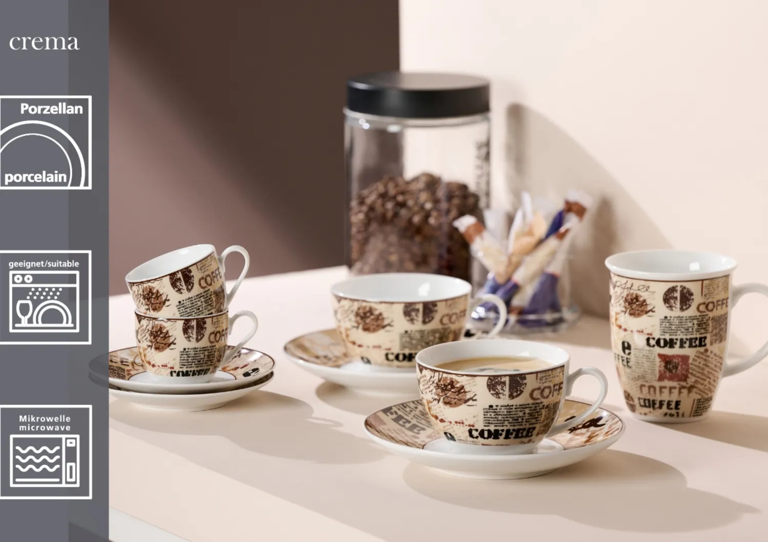 Clearance Espresso-Set Crema | 4-teilig | beige Set