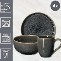 Sale Frühstücksservice Eda | 12-teilig | schiefer Service