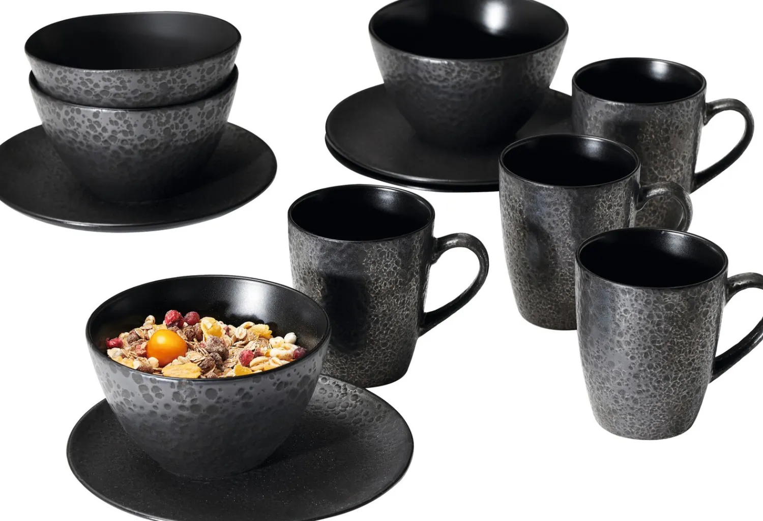 New Frühstücksservice Kitwe | 12-teilig | schwarz Set