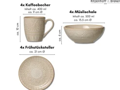 Outlet Frühstücksservice Omara | 12-teilig | beige Set