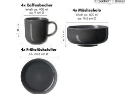 Best Frühstücksservice Toledo | 12-teilig | grau Set