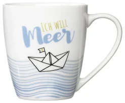 Discount Kaffeebecher Ahoi Ich will Meer | 360 ml | weiss Becher