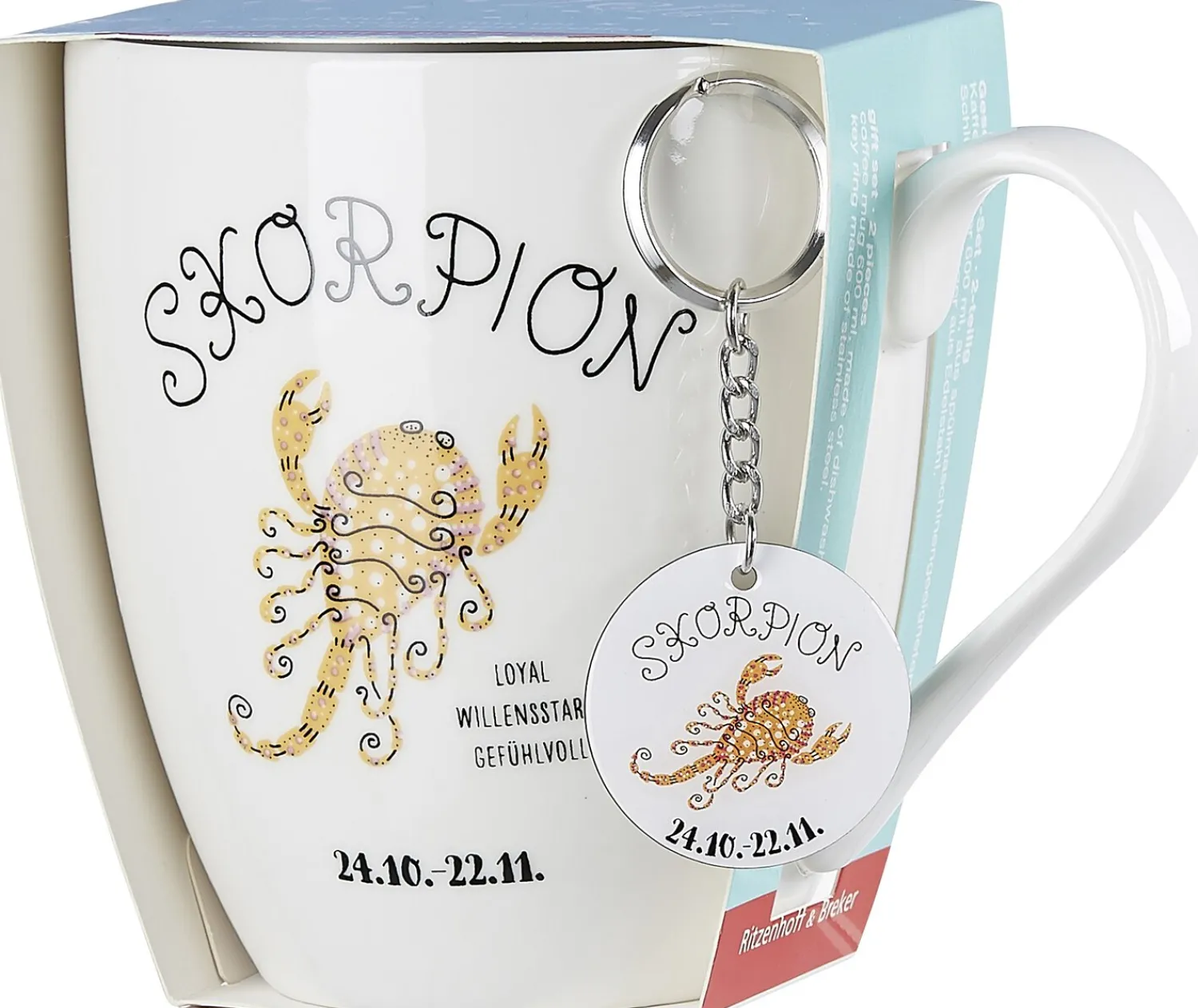 Hot Kaffeebecher Astro Skorpion | 650 ml | mit Schlüsselanhänger Becher