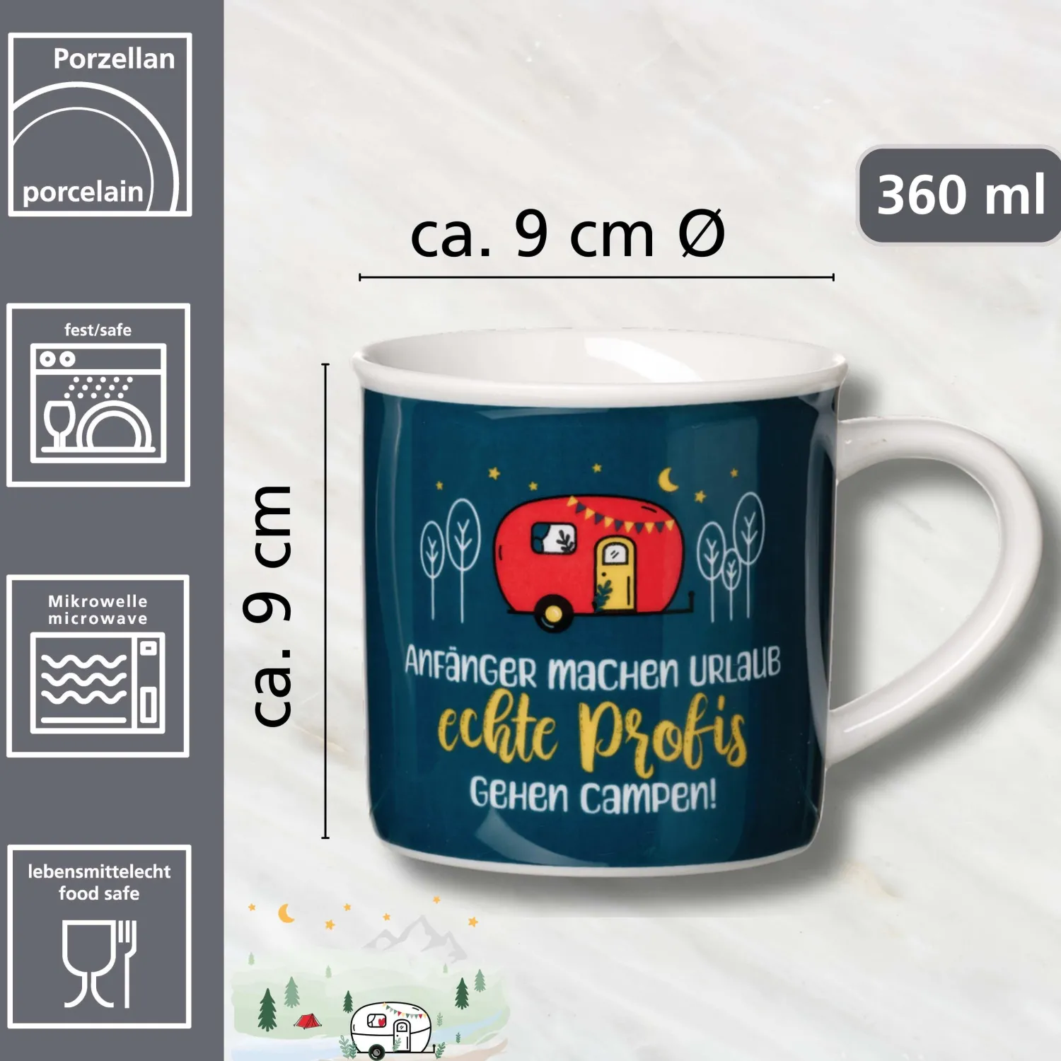 Sale Kaffeebecher Camping Profis| 360 ml | blau Becher