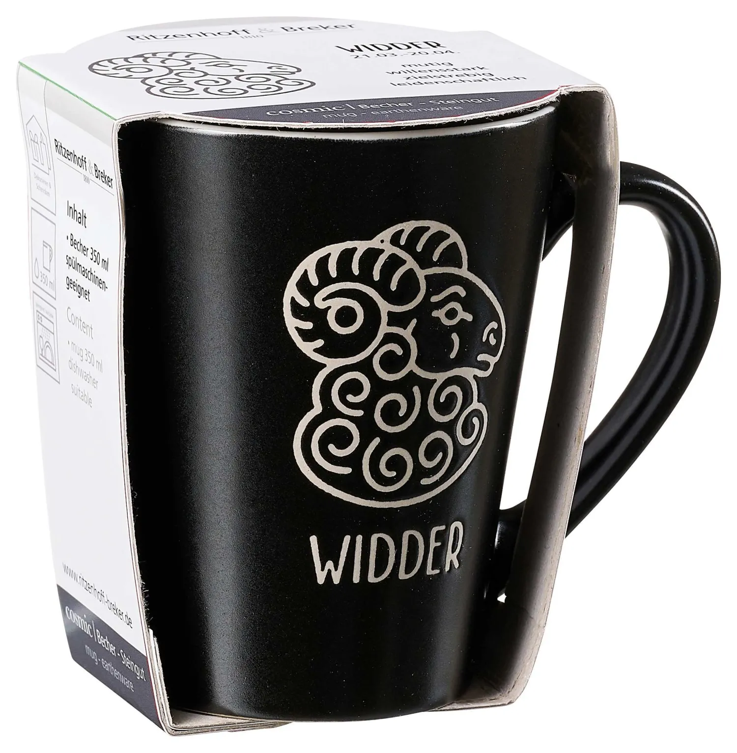 New Kaffeebecher Cosmic Widder | 350 ml | schwarz Becher