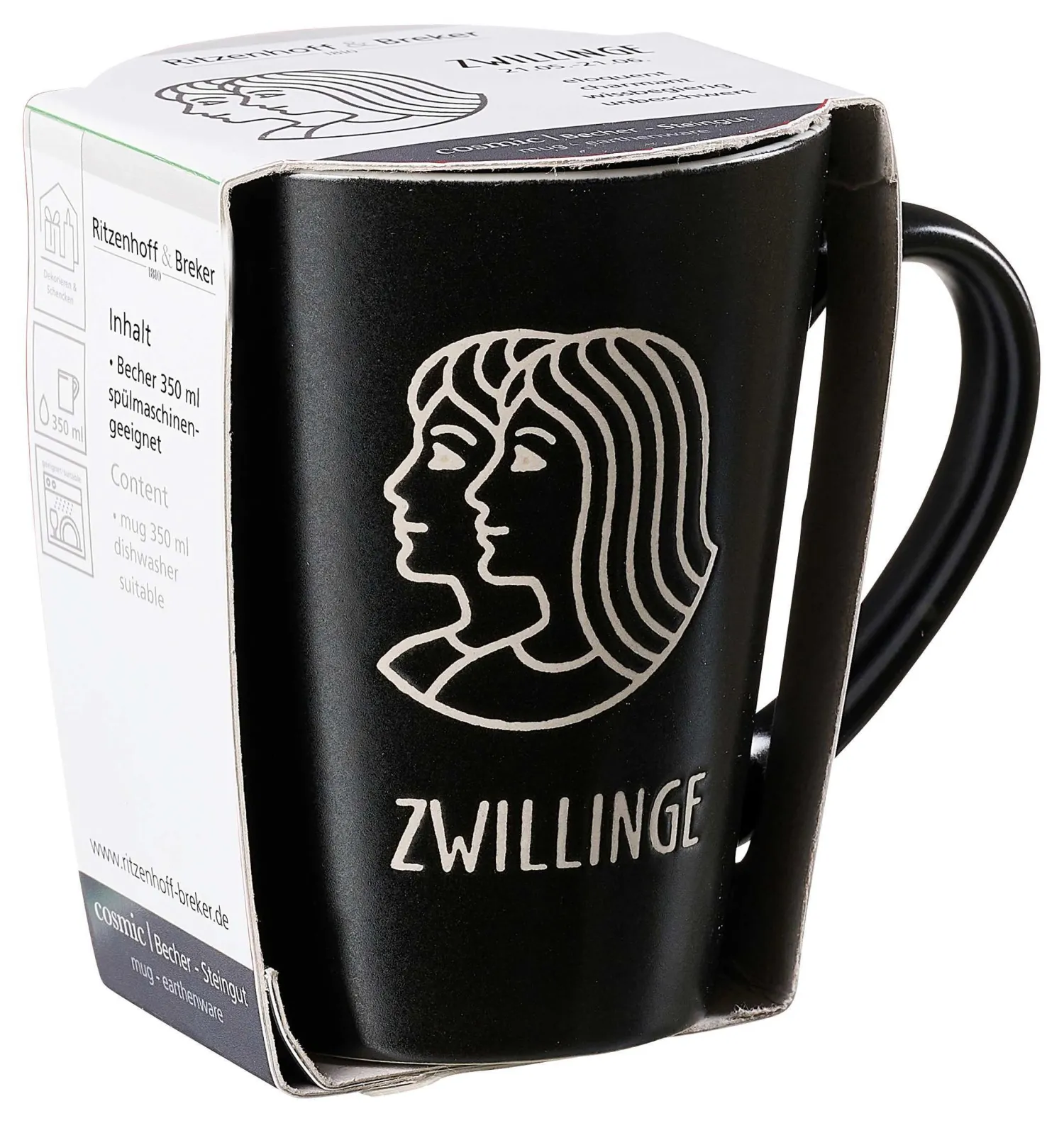 Online Kaffeebecher Cosmic Zwillinge | 350 ml | schwarz Becher