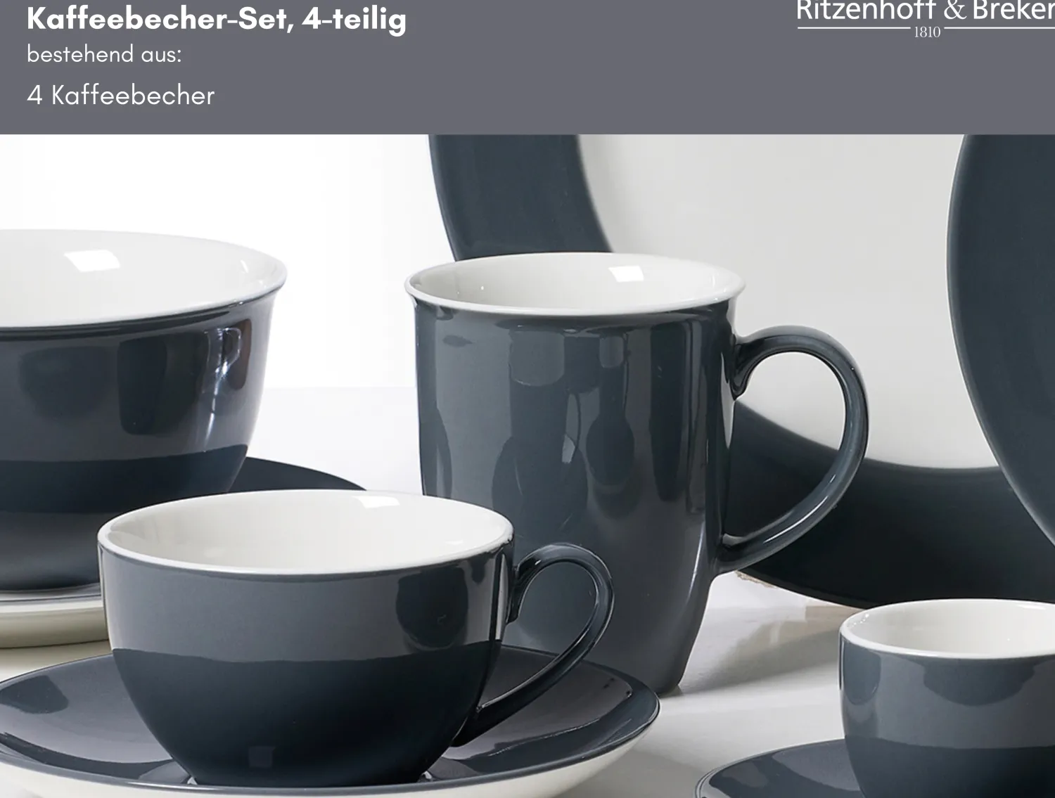 Discount Kaffeebecher-Set Doppio | 4-teilig | 320 ml | anthrazit Becher