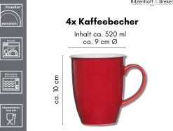 Discount Kaffeebecher-Set Doppio | 4-teilig | 320 ml | rot Becher