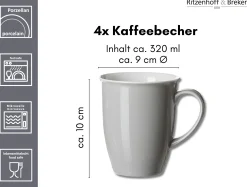 New Kaffeebecher-Set Doppio | 4-teilig | 320 ml | grau Becher