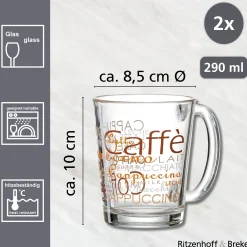 Clearance Kaffeegläser-Set Milano | 2-teilig | 290 ml | braun Becher