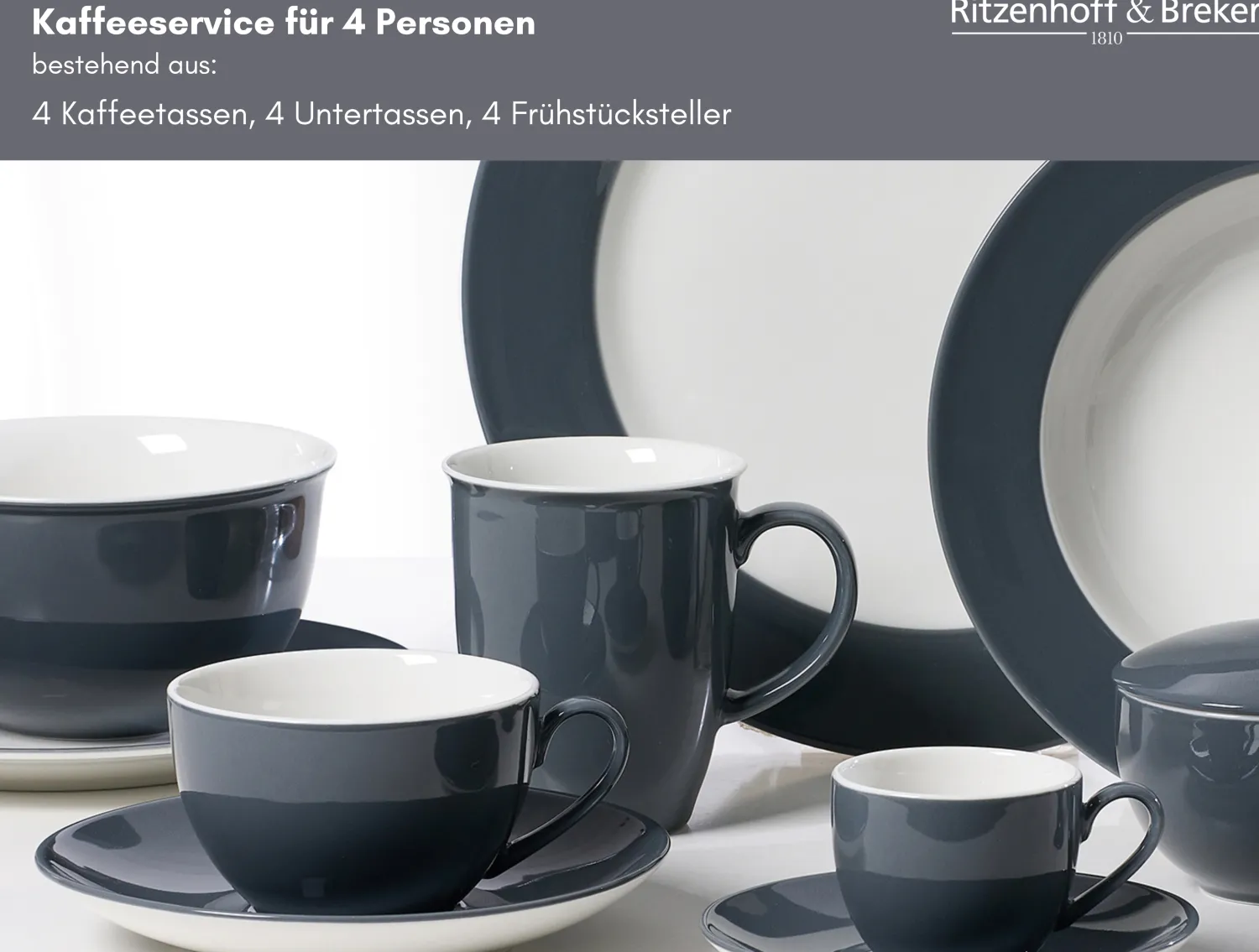Online Kaffeeservice Doppio | 12-teilig | anthrazit Service