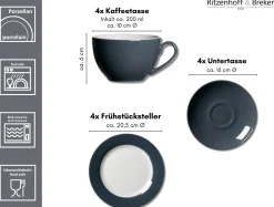 Online Kaffeeservice Doppio | 12-teilig | anthrazit Service