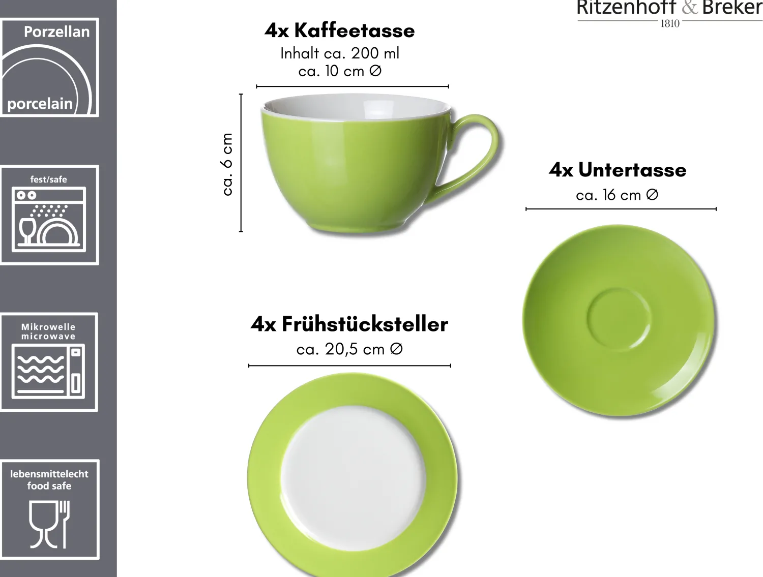 Hot Kaffeeservice Doppio | 12-teilig | grün Service