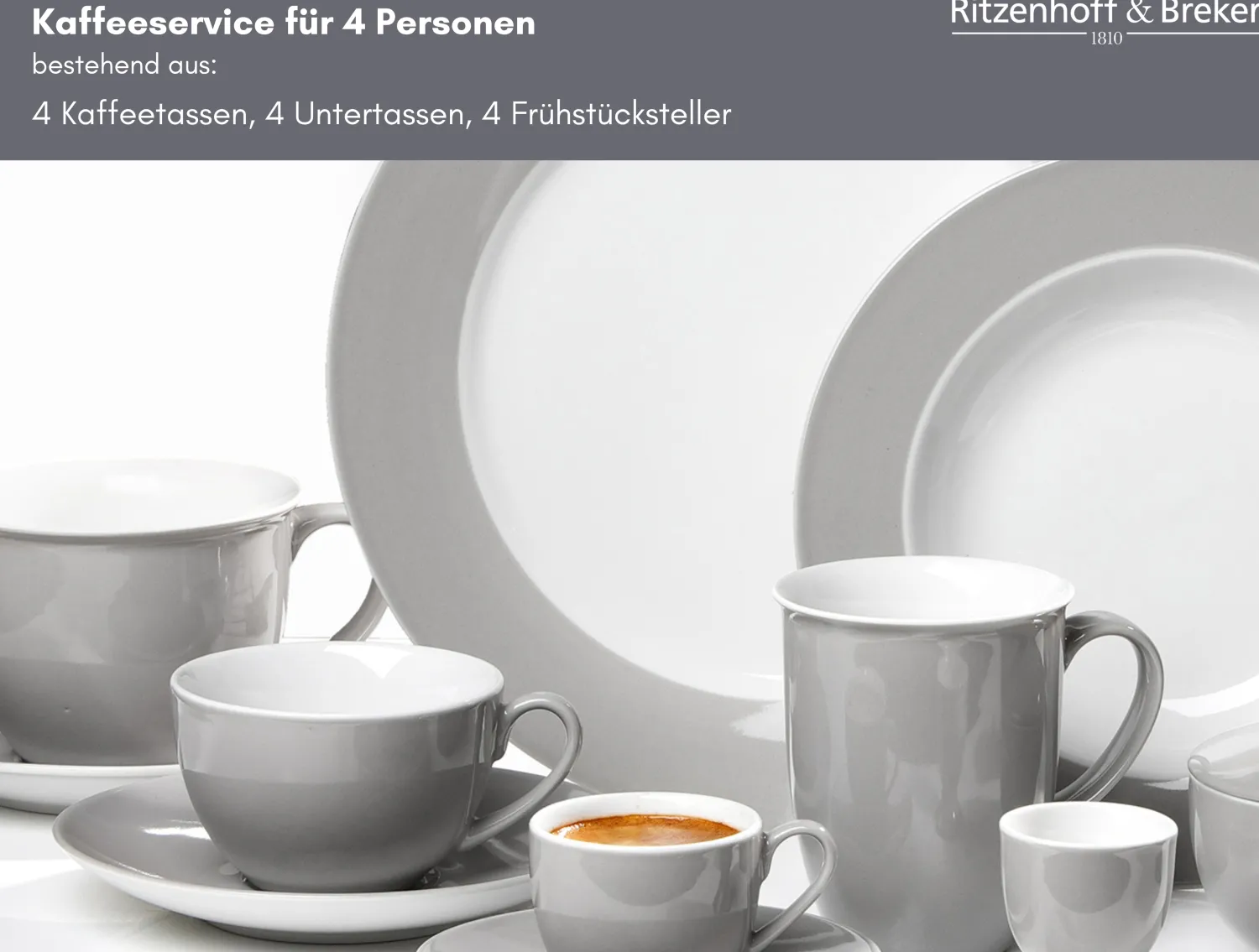 Best Kaffeeservice Doppio | 12-teilig | grau Service