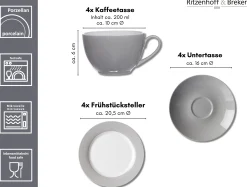 Best Kaffeeservice Doppio | 12-teilig | grau Service