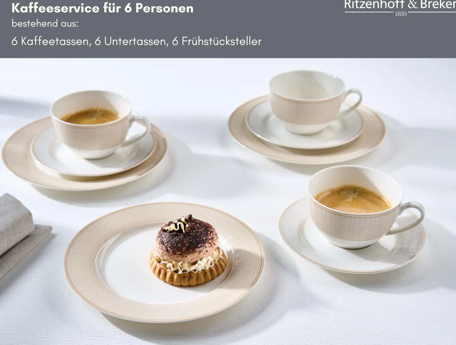 Online Kaffeeservice Geo | 18-teilig | beige Service