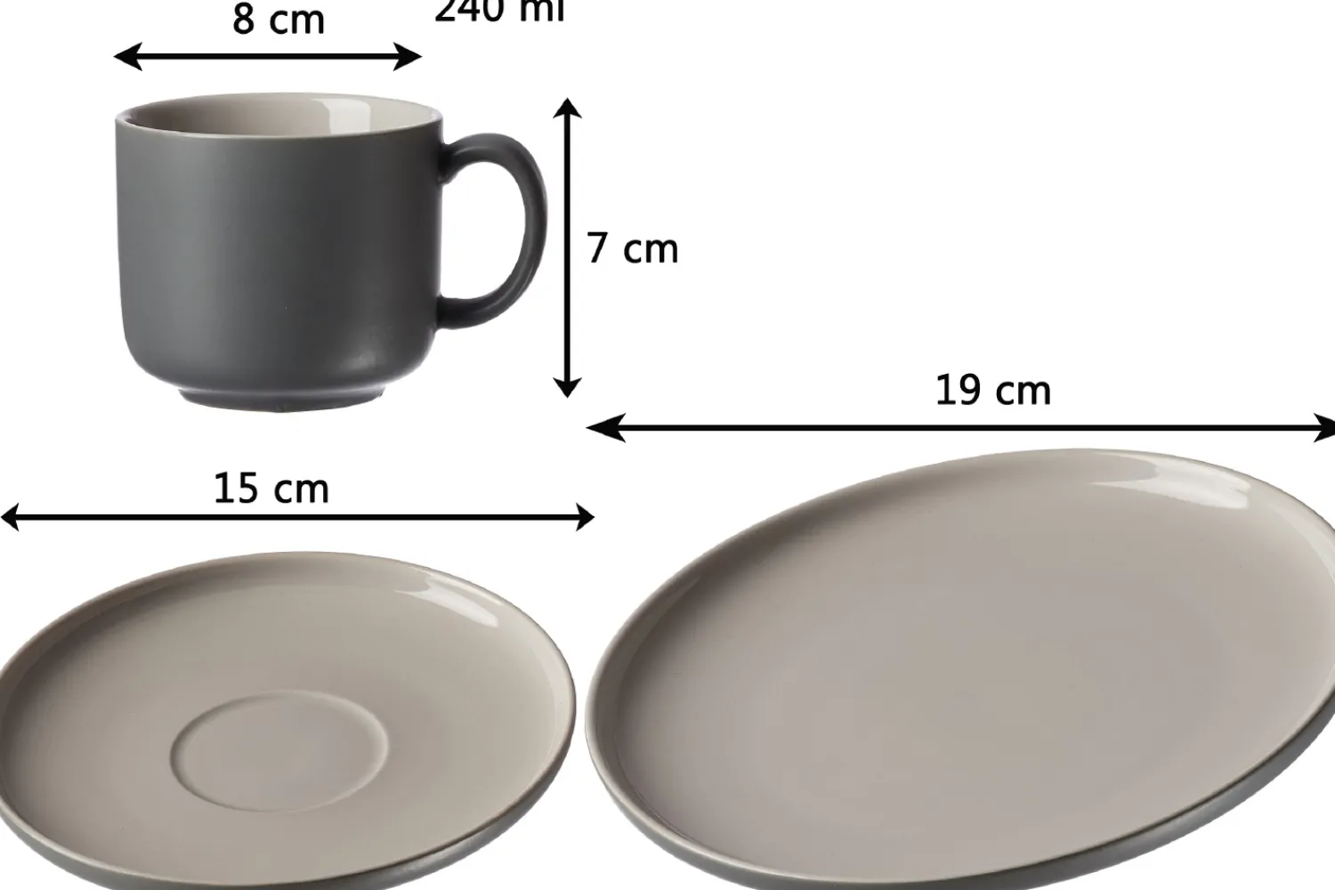 Outlet Kaffeeservice Jasper | 12-teilig | grau Service
