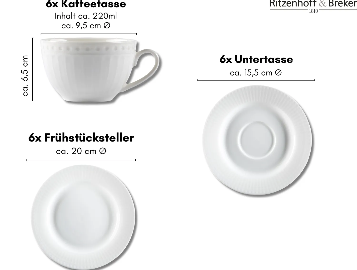 Outlet Kaffeeservice Sofia | 18-teilig | weiss Service