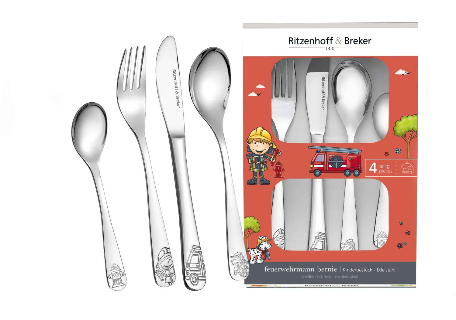 Discount Kinderbesteck-Set Bernie | 4-teilig | silber Besteck|Kinder