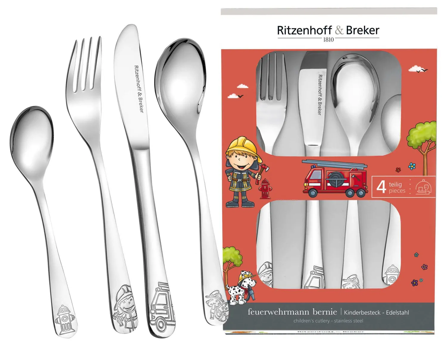 Discount Kinderbesteck-Set Bernie | 4-teilig | silber Besteck|Kinder