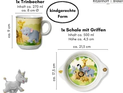 Best Kindergeschirr-Set Afrikatiere | 2-teilig Set|Kinder