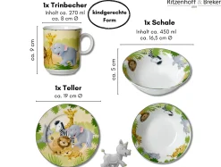 Best Kindergeschirr-Set Afrikatiere | 3-teilig Set|Kinder