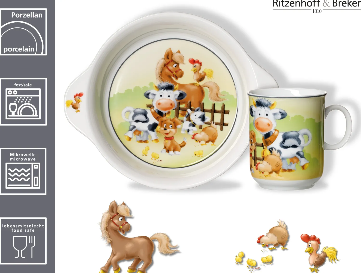 Clearance Kindergeschirr-Set Hoftiere | 2-teilig Set|Kinder