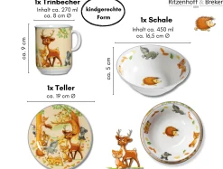 Outlet Kindergeschirr-Set Waldtiere | 3-teilig Set|Kinder