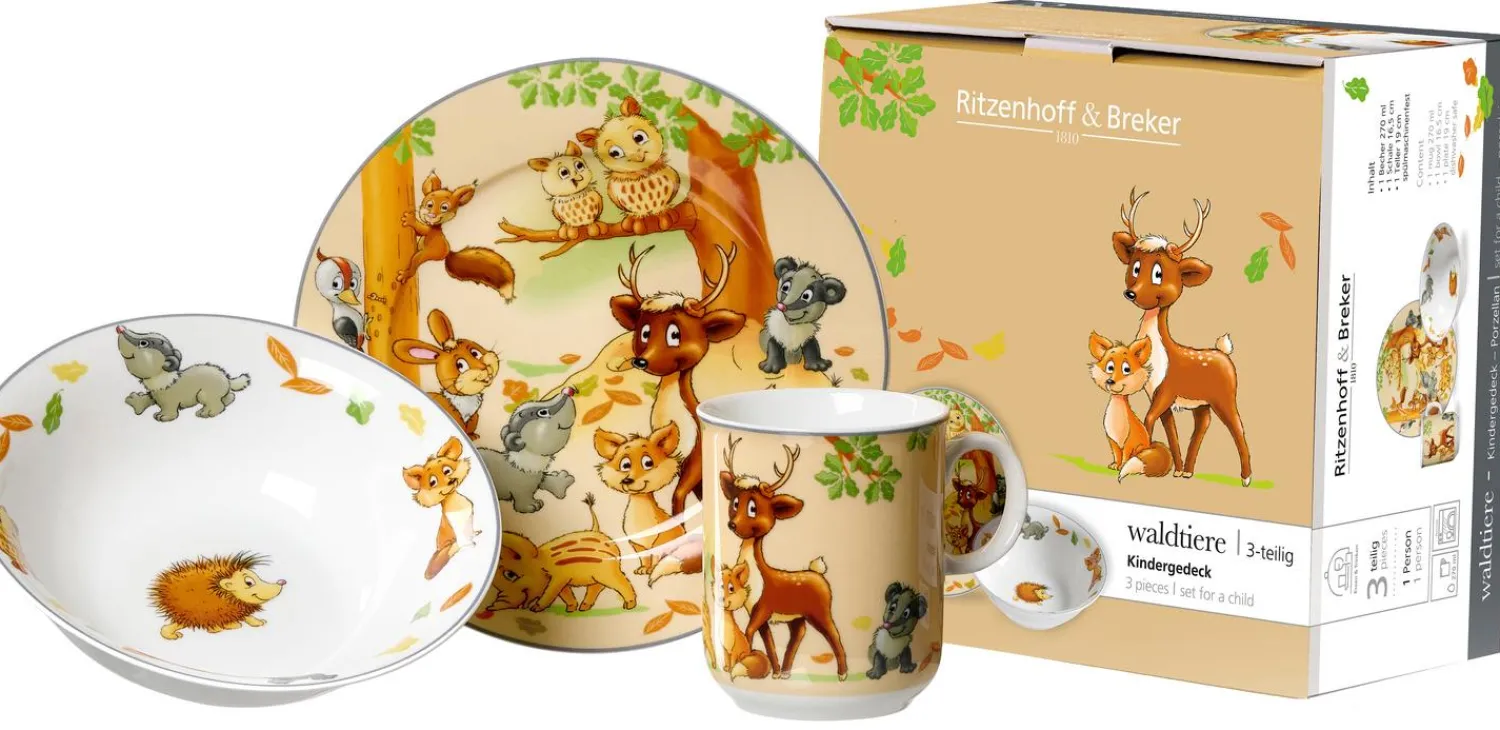Outlet Kindergeschirr-Set Waldtiere | 3-teilig Set|Kinder