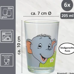 Kindergläser-Set Afrikatiere | 6-teilig | 205 ml Gläser-Set