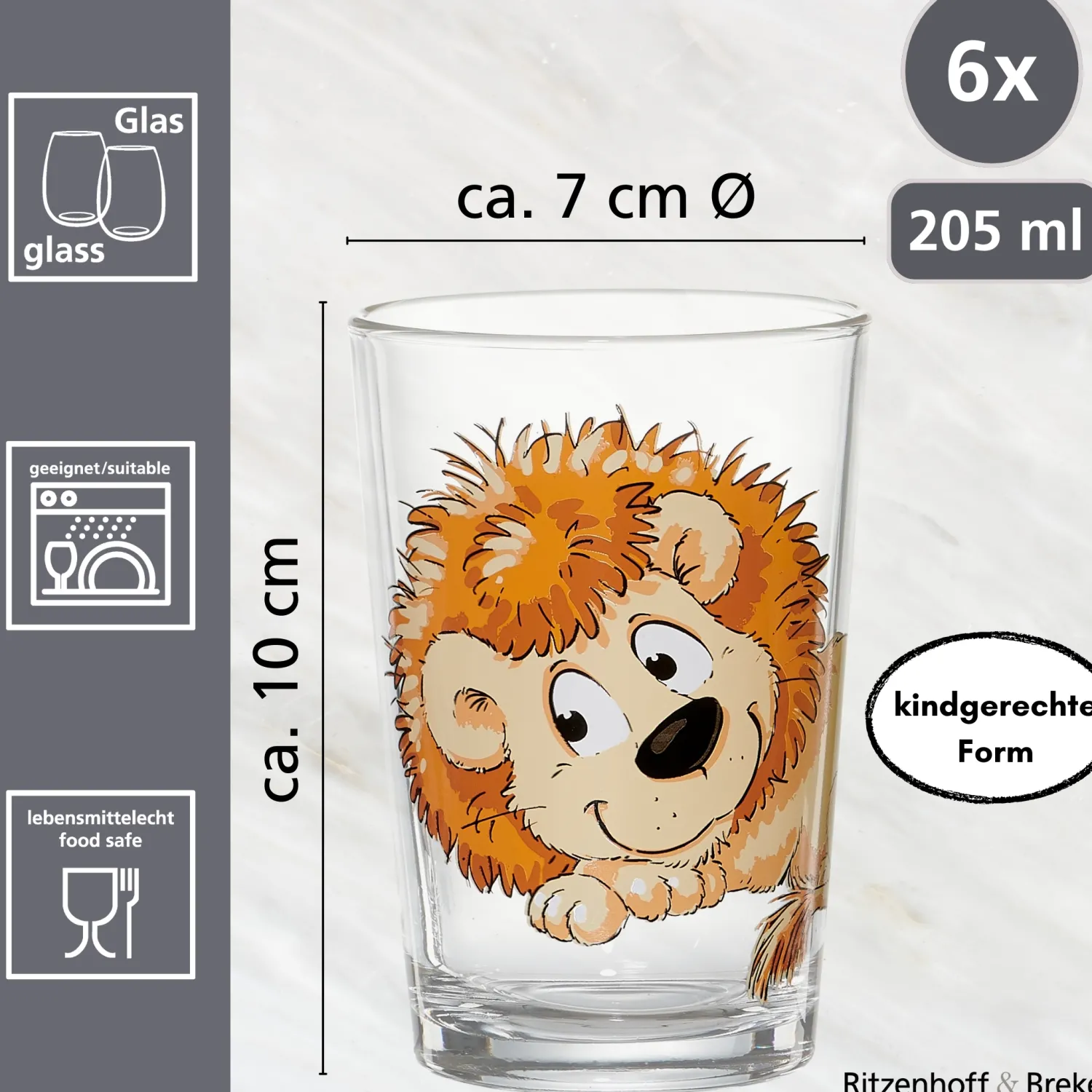 Clearance Kindergläser-Set Happy Zoo | 6-teilig | 205 ml Gläser-Set