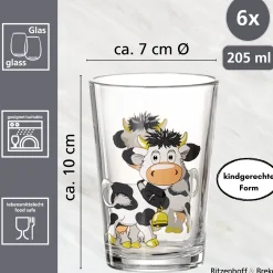 Online Kindergläser-Set Hoftiere | 6-teilig | 205 ml Gläser-Set