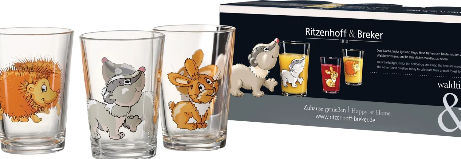 Online Kindergläser-Set Waldtiere | 6-teilig | 205 ml Gläser-Set