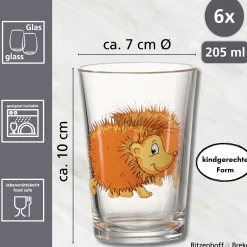 Online Kindergläser-Set Waldtiere | 6-teilig | 205 ml Gläser-Set