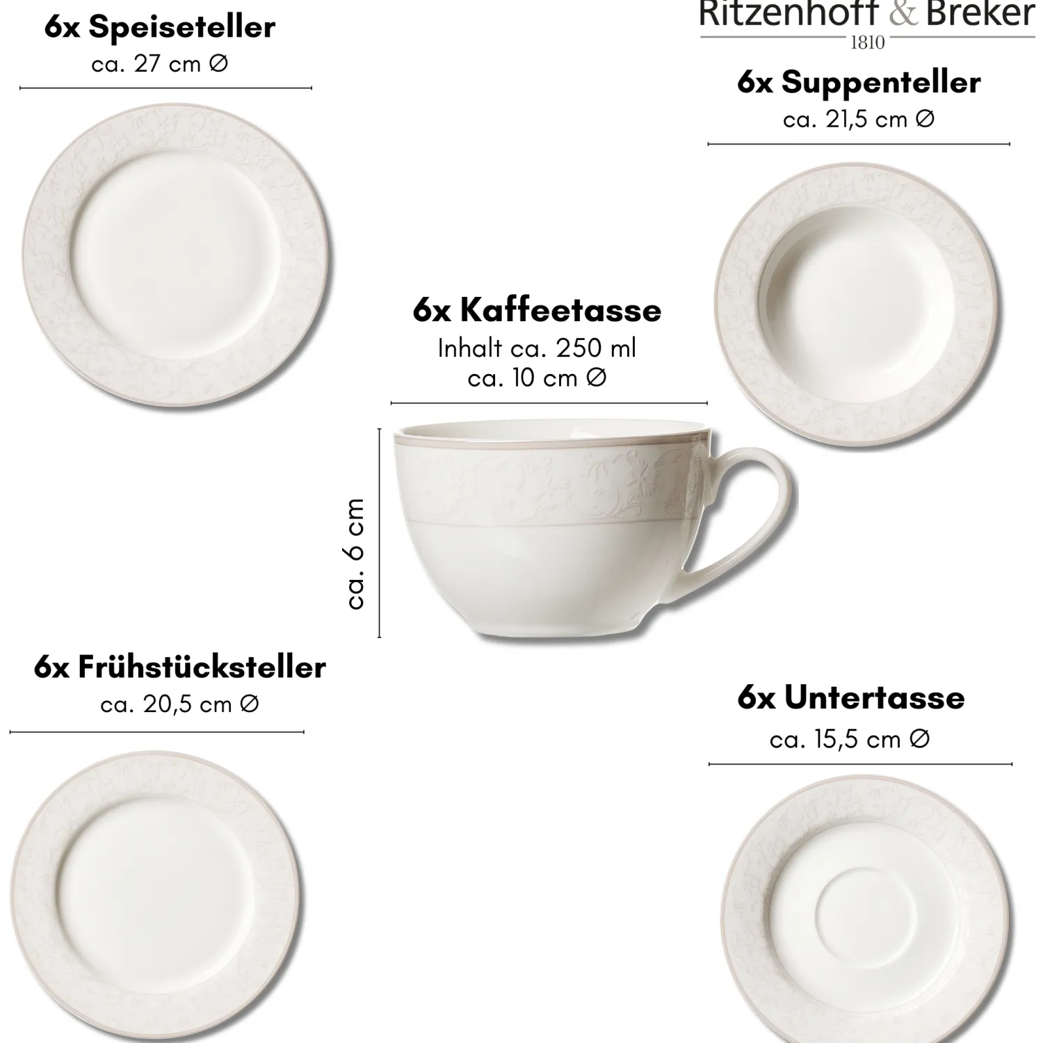 Hot Kombiservice Isabella | 30-teilig | creme Service