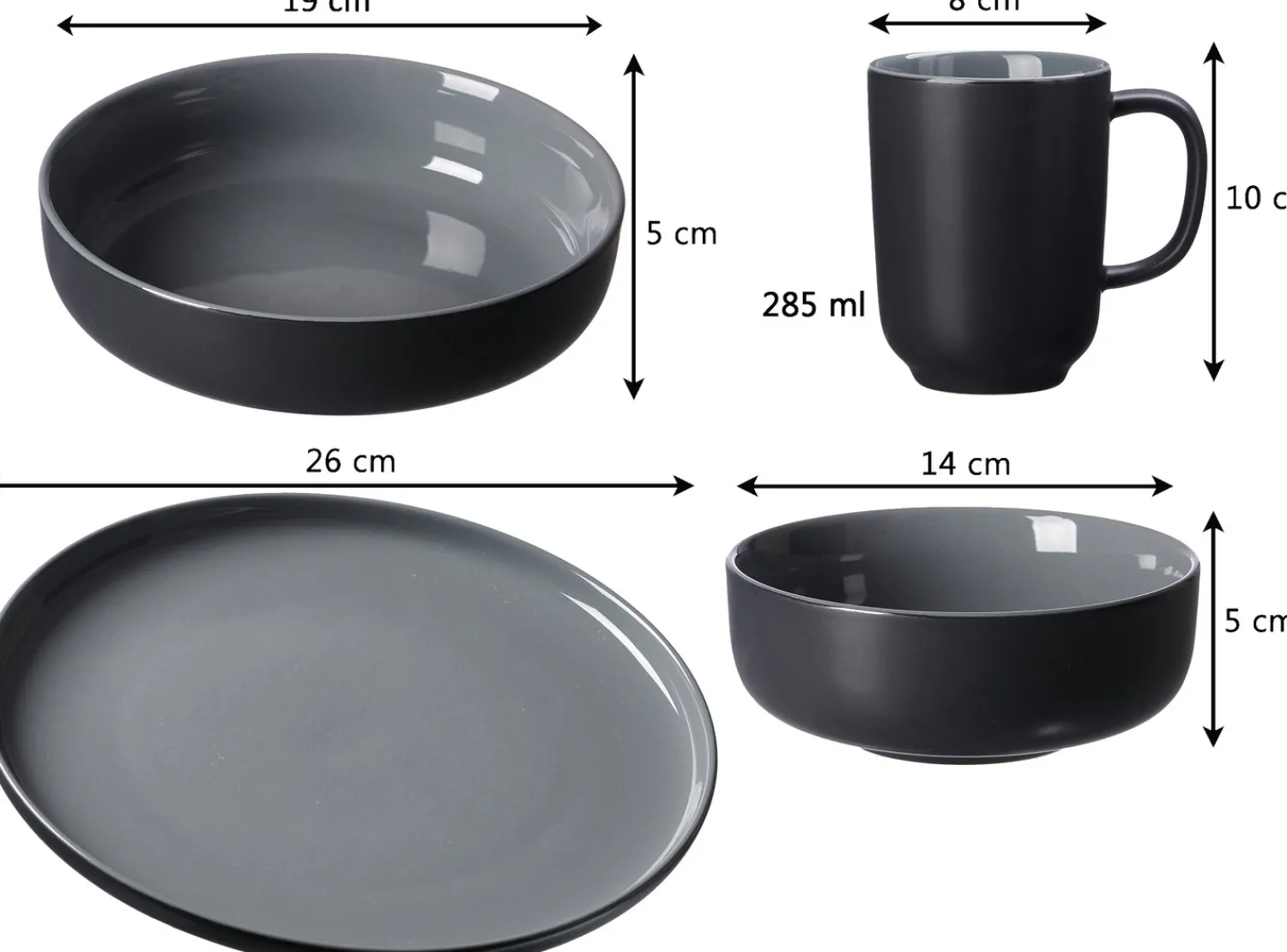 Online Kombiservice Jasper | 16-teilig | schwarz Set