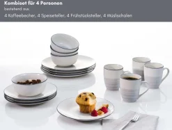 Best Kombiservice Luna | 16-teilig | grau Service