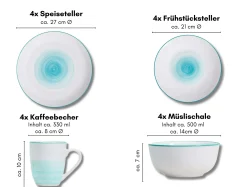Hot Kombiservice Luna | 16-teilig | türkis Service