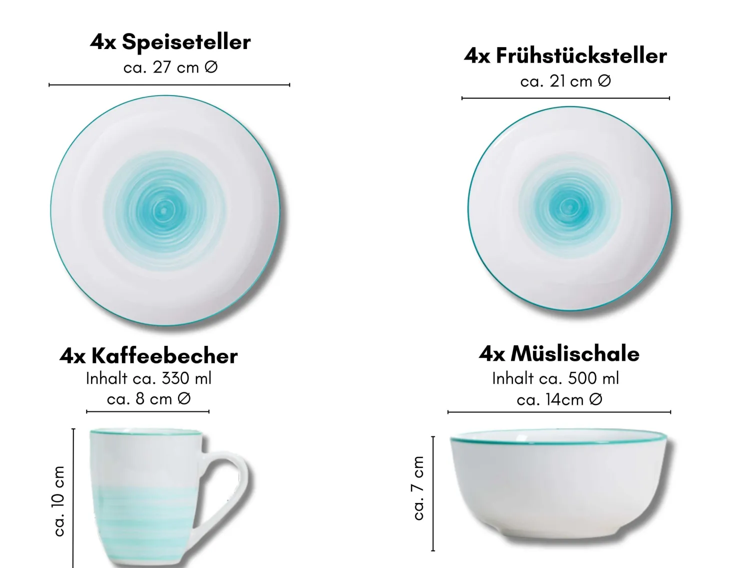 Hot Kombiservice Luna | 16-teilig | türkis Service
