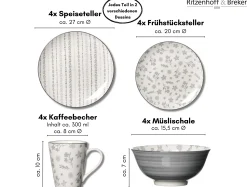 Outlet Kombiservice Sendai | 16-teilig | grau Set