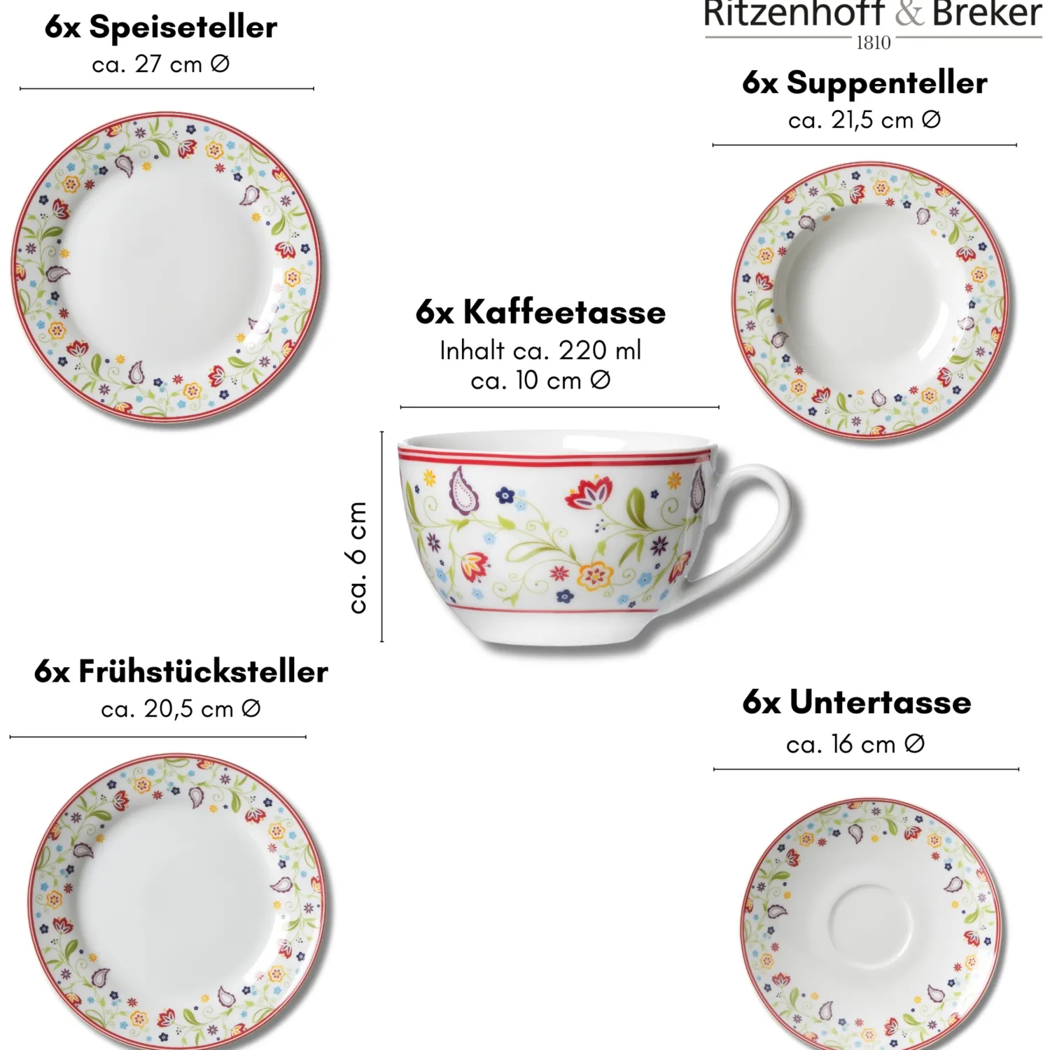 Online Kombiservice Shanti | 30-teilig Service