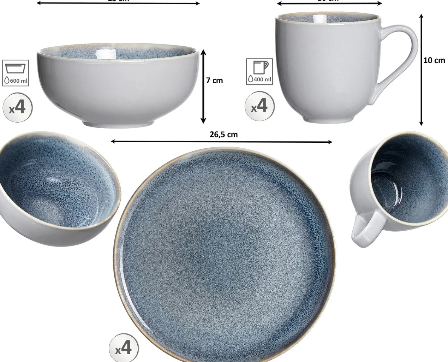 Discount Kombiservice Skagen Stone | 12-teilig | grau Set