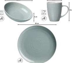 Outlet Kombiservice Suomi | 12-teilig | graublau Set