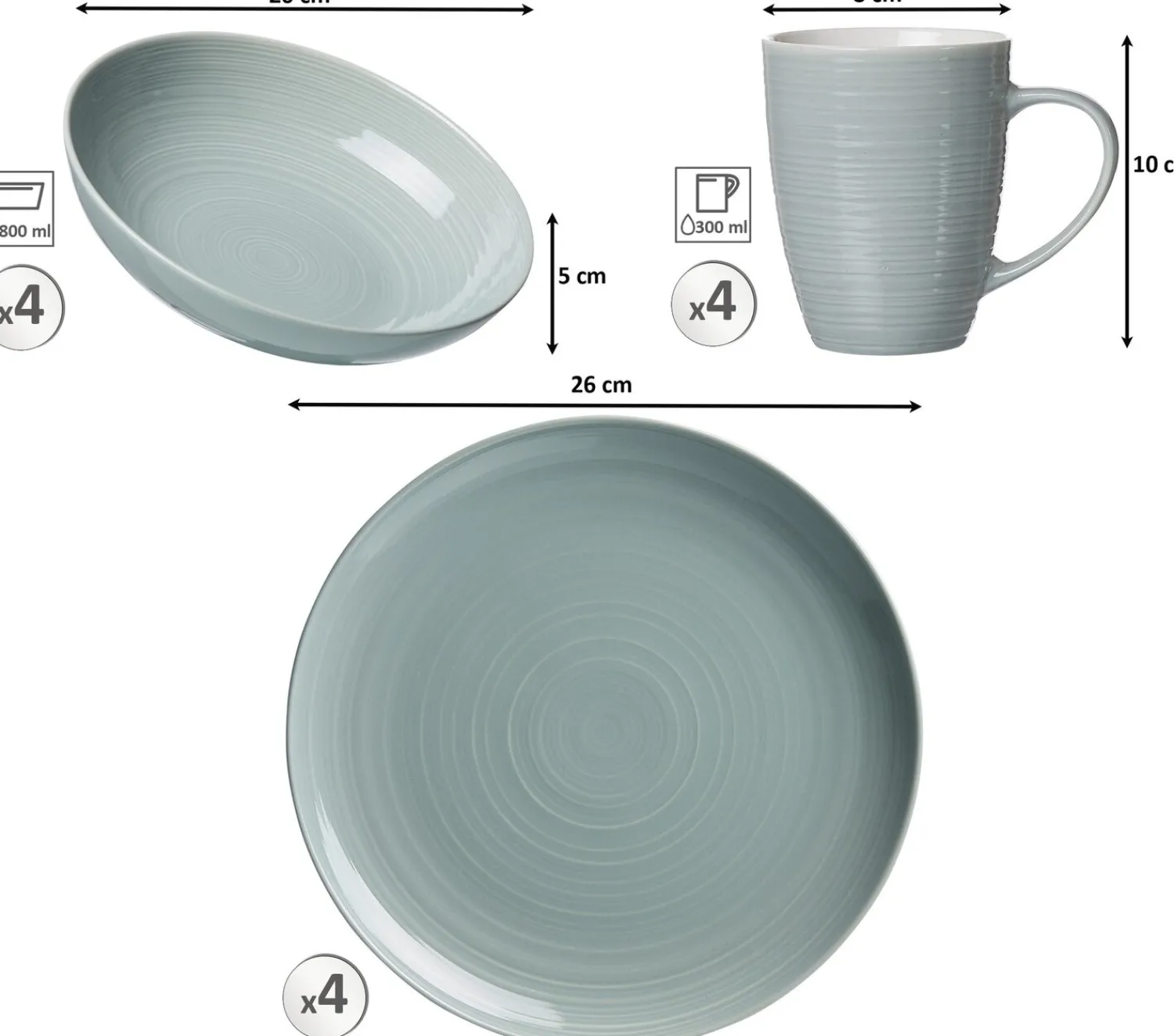 Outlet Kombiservice Suomi | 12-teilig | graublau Set